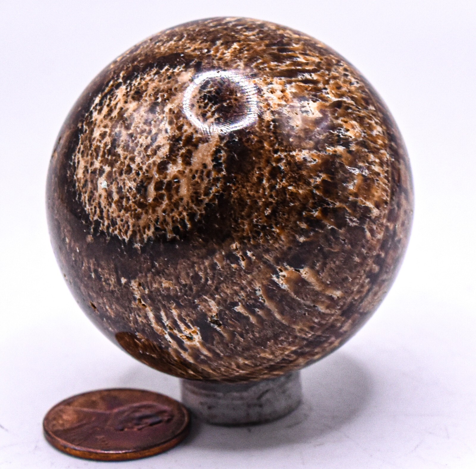 44mm Dark Brown Aragonite Sphere Polished Natural Gemstone Crystal Mineral Peru