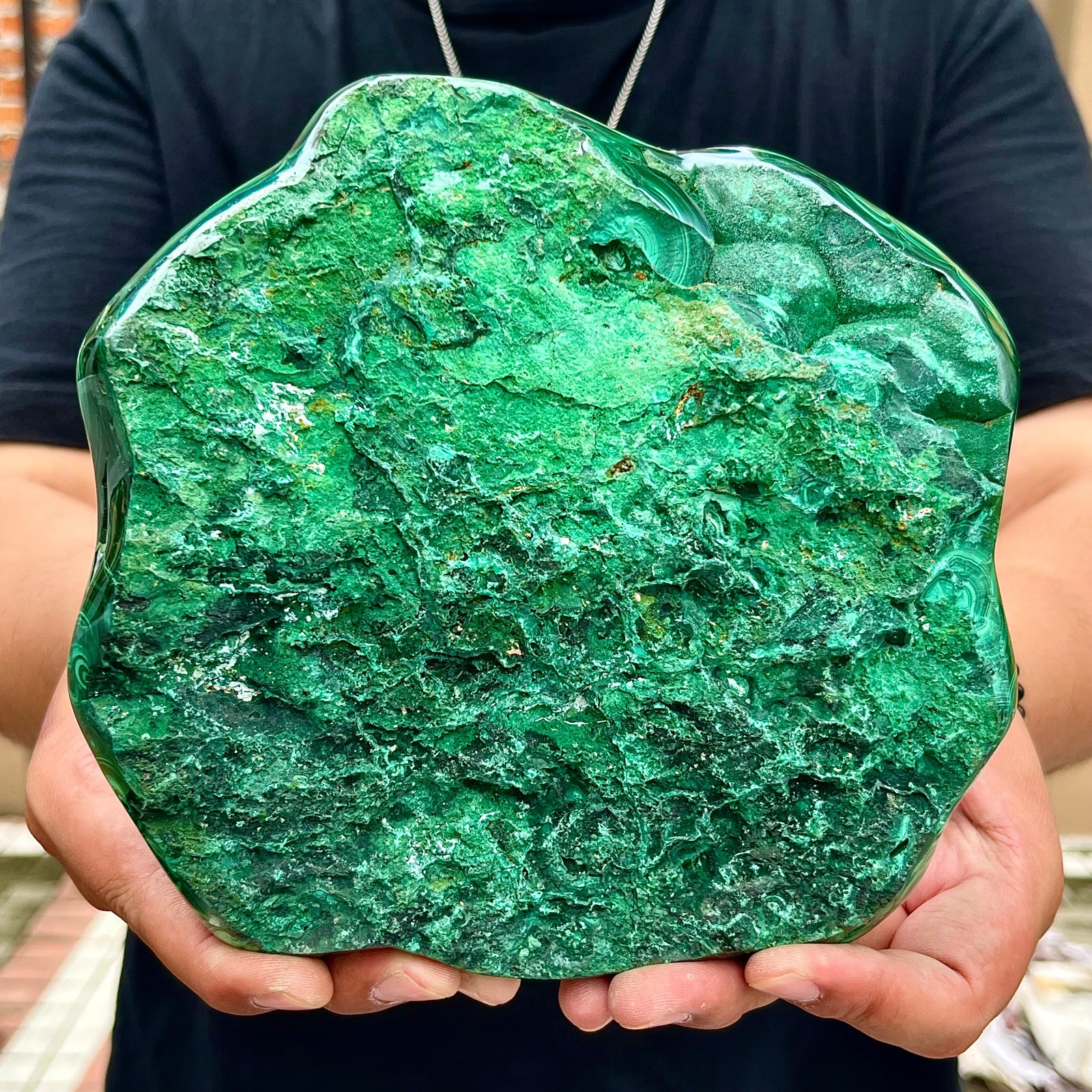 7.19LB Natural glossy Malachite transparent cluster rough mineral sample