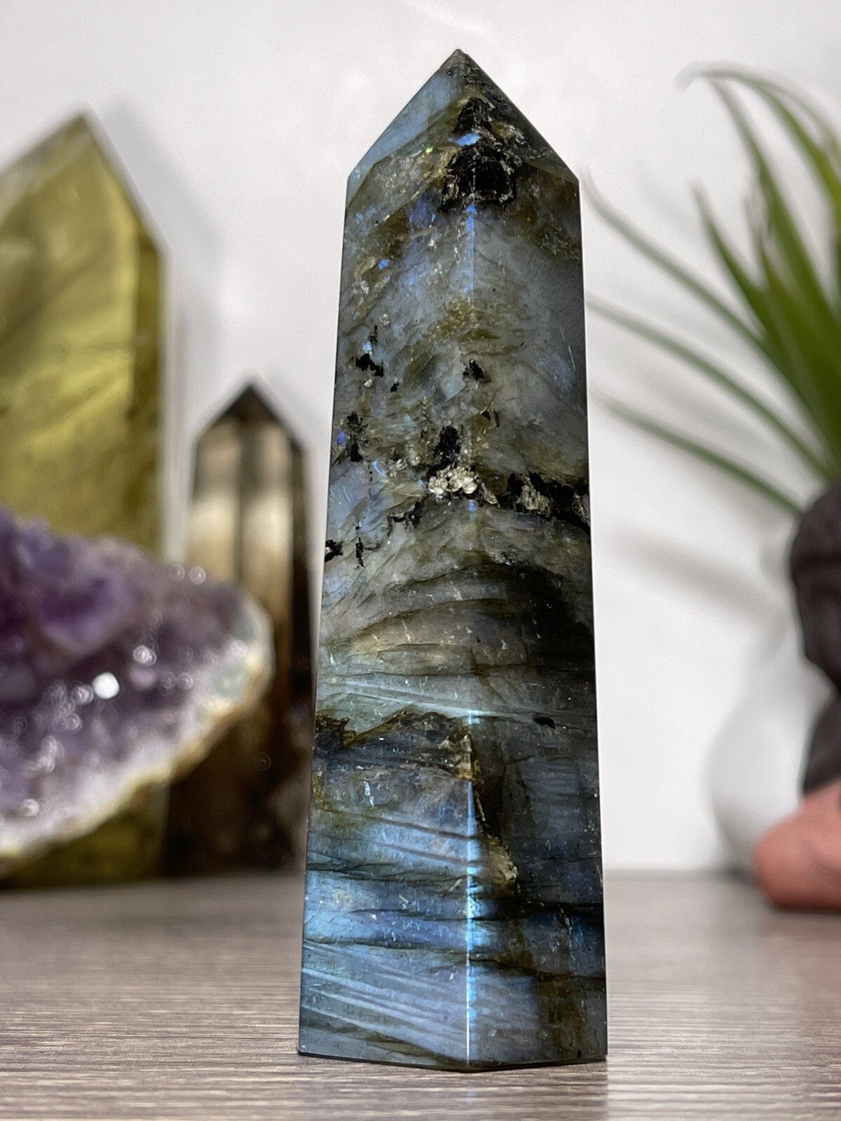 LABRADORITE TOWER – Blue Feldspar Mineral Point Reiki Chakra Wiccan Magick Decor