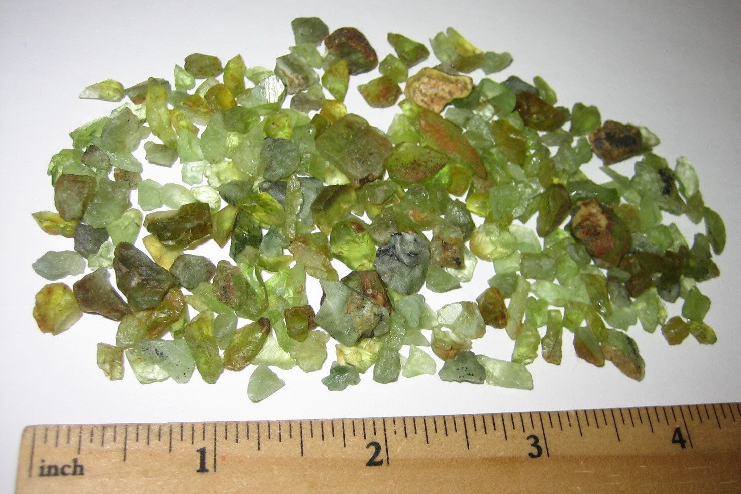 PILE OF TINY NATURAL ROUGH PERIDOT CRYSTAL MINERALS FROM PAKISTAN ~ 47.2grams *A