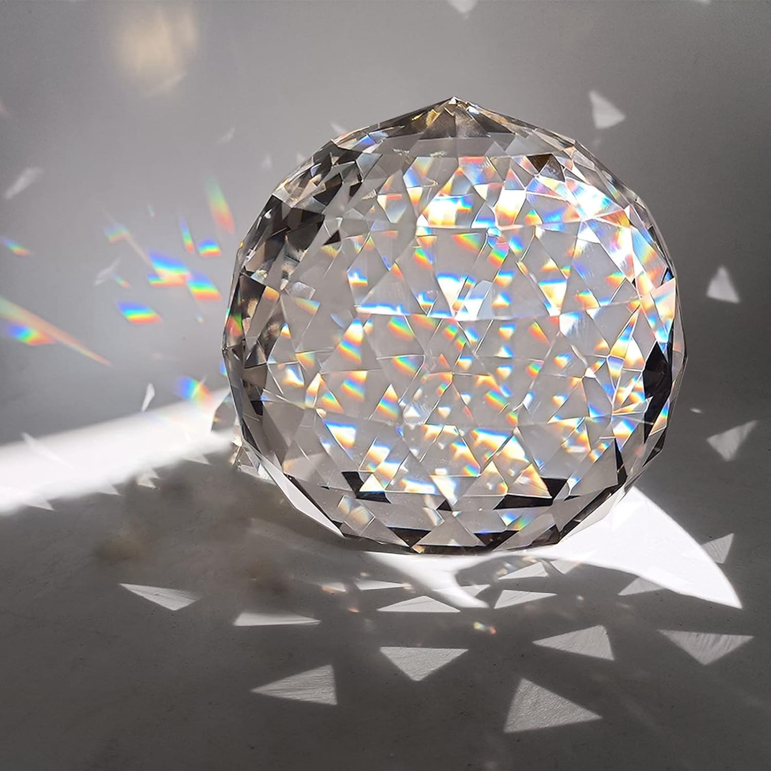 Clear Glass Crystal Ball Prisms W/ Stand Window Rainbow Maker Sphere Faceted