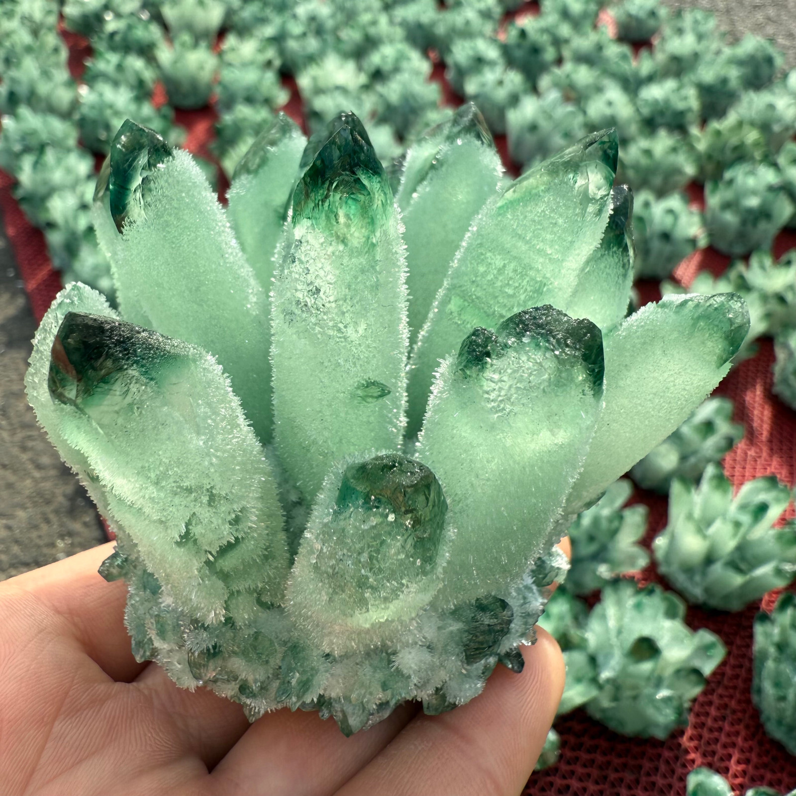 300g Natural Green crystal Quartz Cluster Crystal Mineral Healing Rock Stone