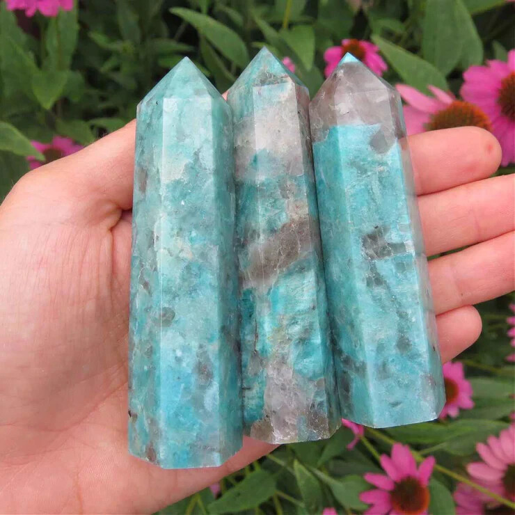 2025Hot Home Decor Natural Amazonite Tower Eco Friendly Crystal Healing Gift