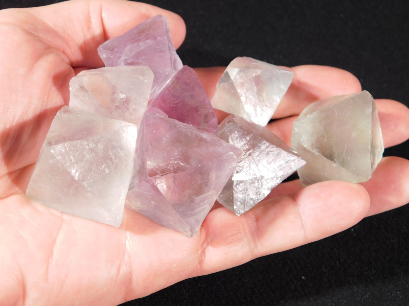 Big Lot of EIGHT! Translucent Octahedron FLUORITE Crystals From China 292gr