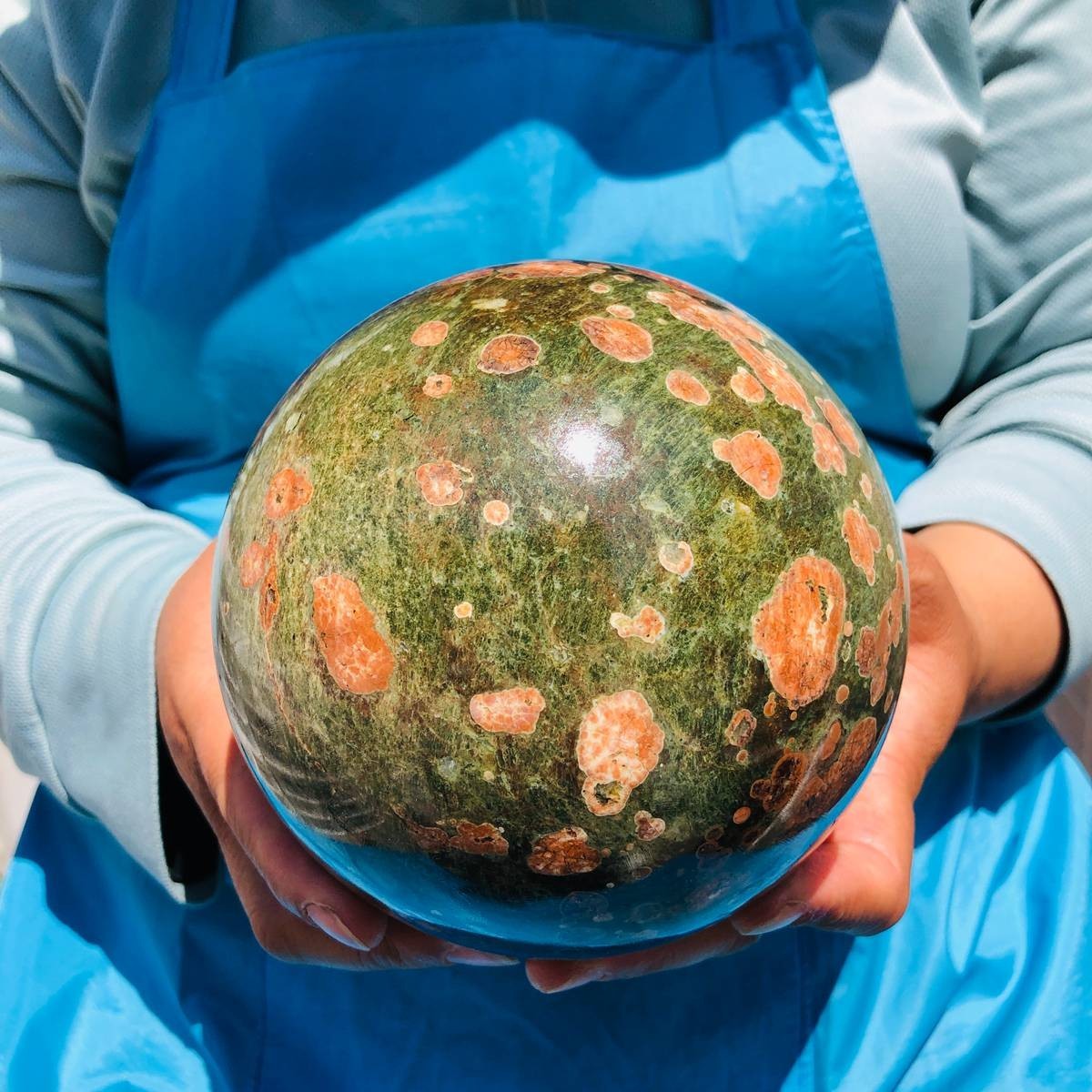 5.5LB Natural Cherry Blossom Agate Crystal Sphere Floral Healing Gem Stone 4850