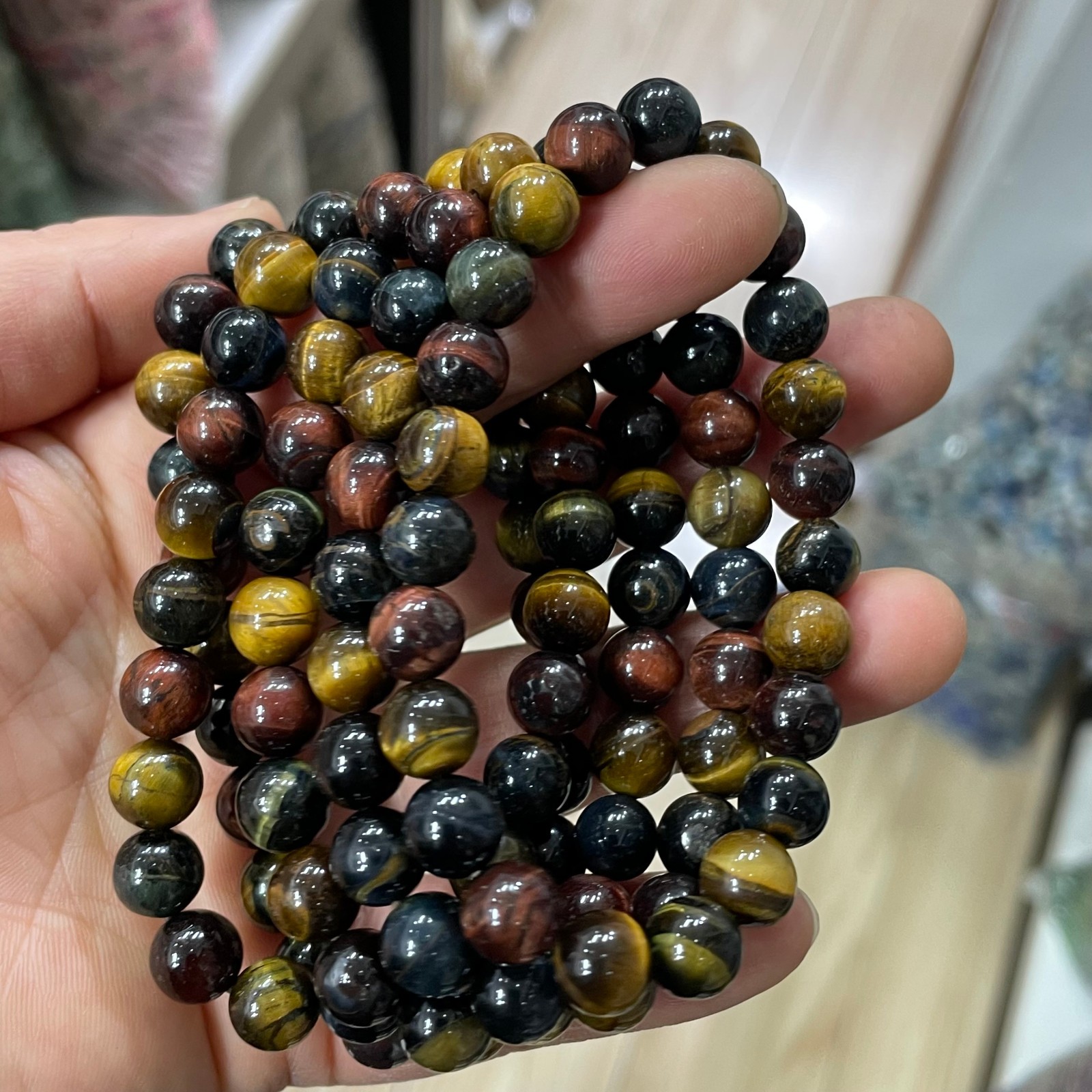 5pc 8mm Natural tiger-eye Bead Bracelet Reiki Crystal Quartz Healing Decorate