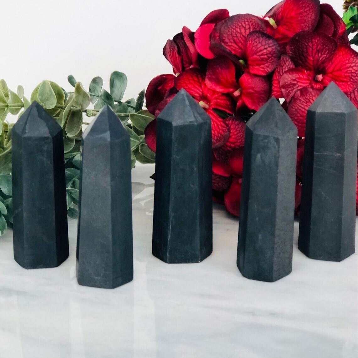 3.15″-3.54″ Natural Shungite Crystal Tower – Healing Crystal Obelisk Reiki Gifts