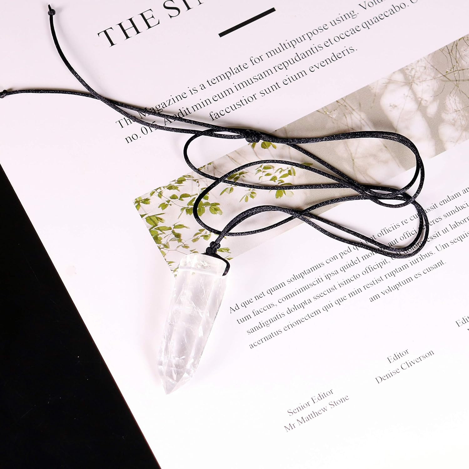 Healing Crystal Pendants, Single Pointed Natural Crystal Quartz Necklace 6 Facet