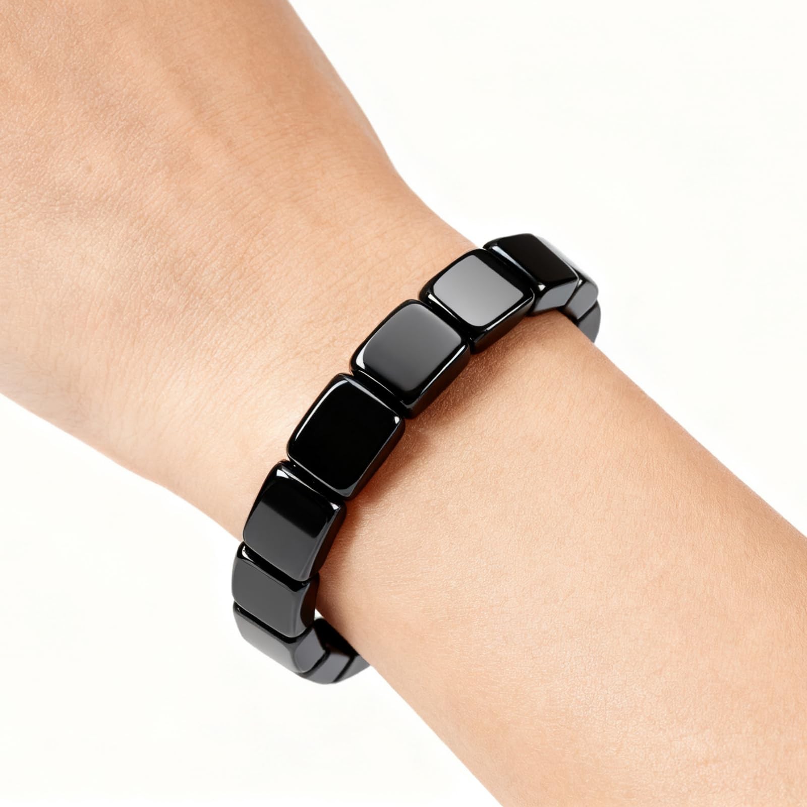 TACBSP Hematite Bracelet for Men Natural Stone Hematite Bracelet Black Stretc…