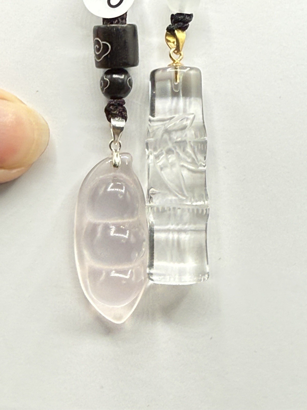 Natural AAA Mozambique Rose Quartz Peapod 925 clamp see details