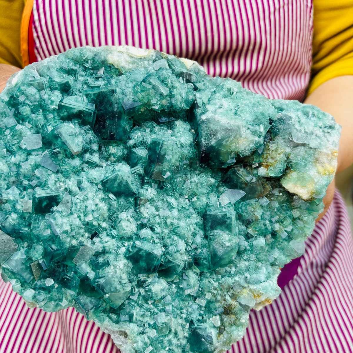 8.73LB Natural Green Cubic Fluorite Quartz Crystal Mineral Specimen healing