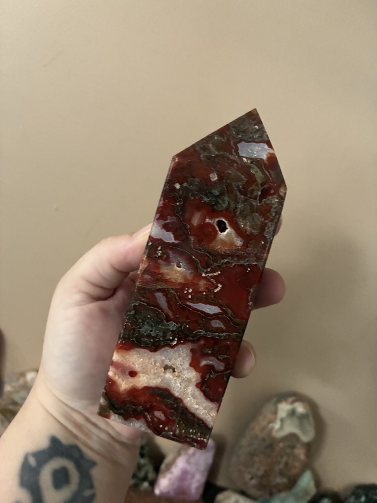 Carnelian Moss Agate Tower