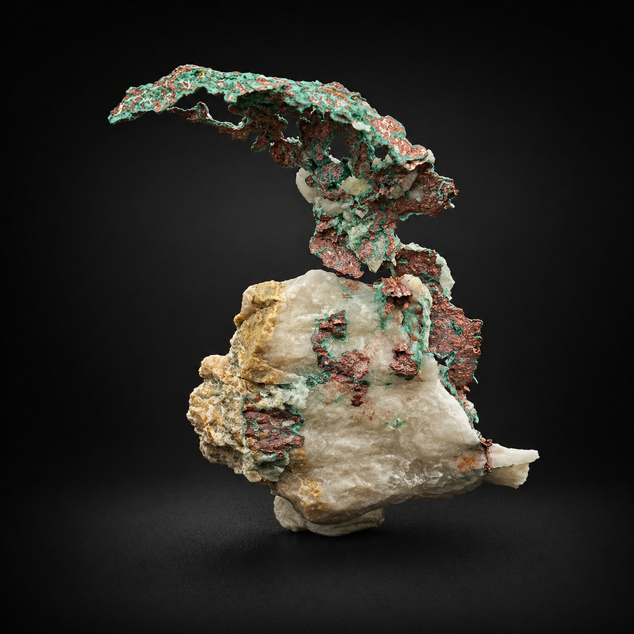 TITLE: Native Copper on Quartz Matrix Specimen – Sculptural Form – 9.247g