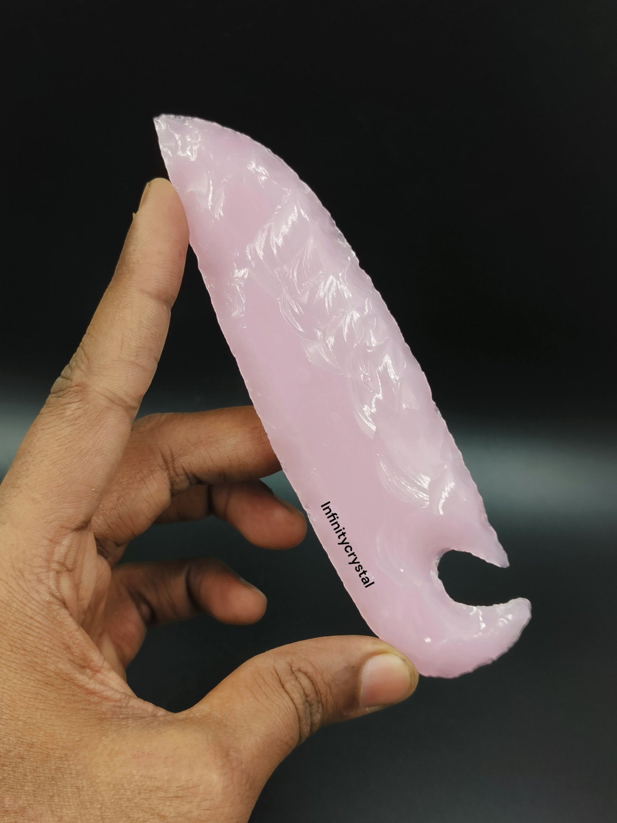 Pink Rose Quartz Crystal Glass Knife,Obsidian Dagger,Handmade Sword 5.5-6″Inches