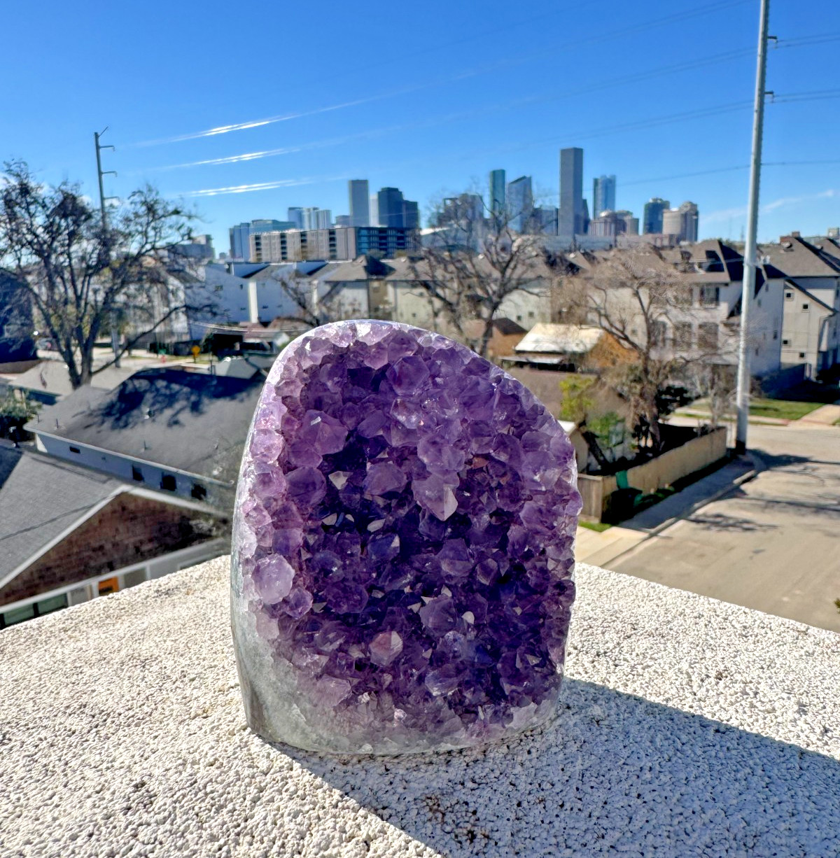 Amethyst Geode Crystal Cluster | 1 lb 7 oz | All Natural, Cut-Base |