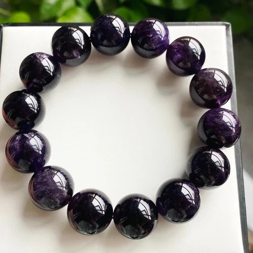15mm Natural Rare Purple Amethyst Crystal Round Beads Bracelet 2102