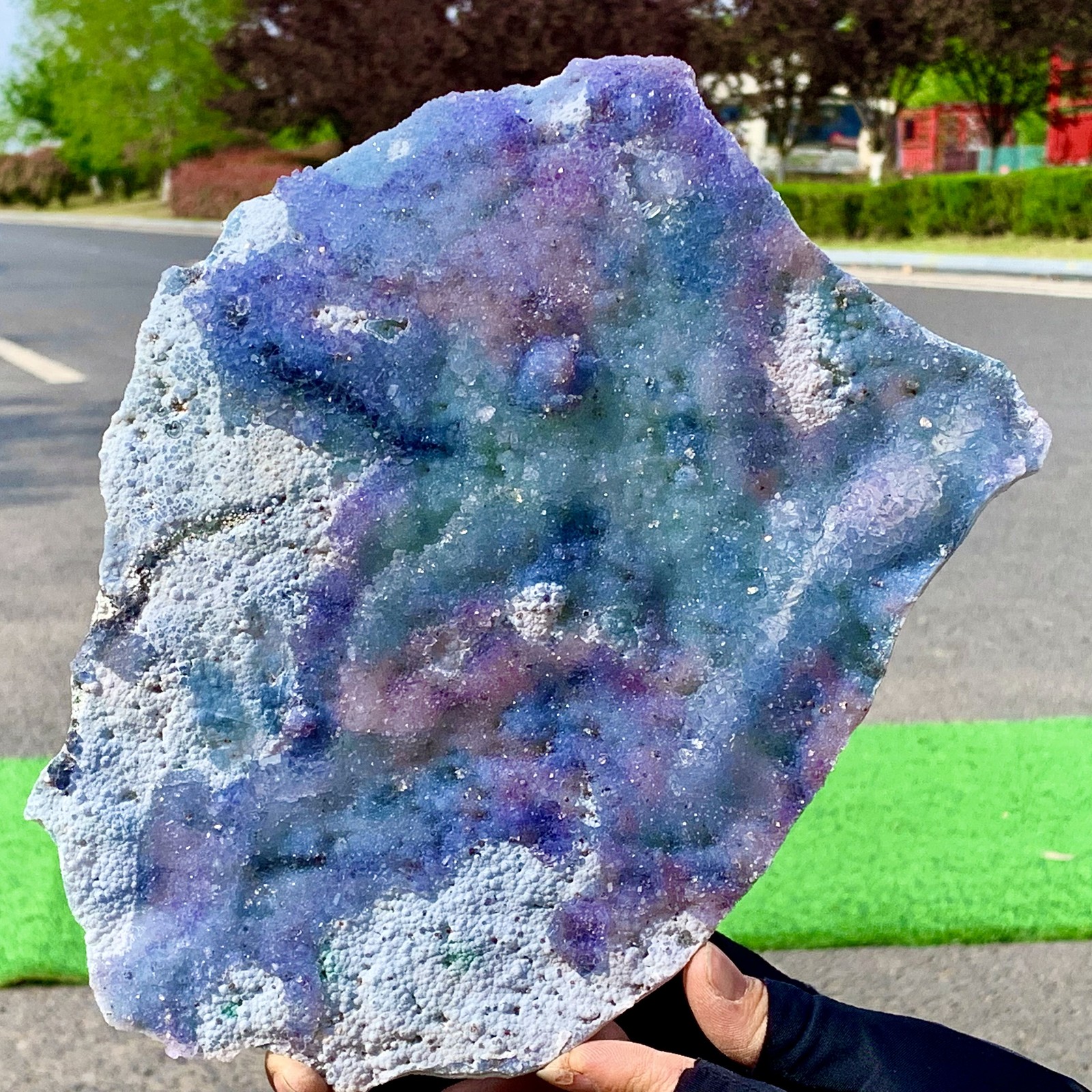 400G Natural Vision Amethyst quartz cluster crystal druzy mineral specimen