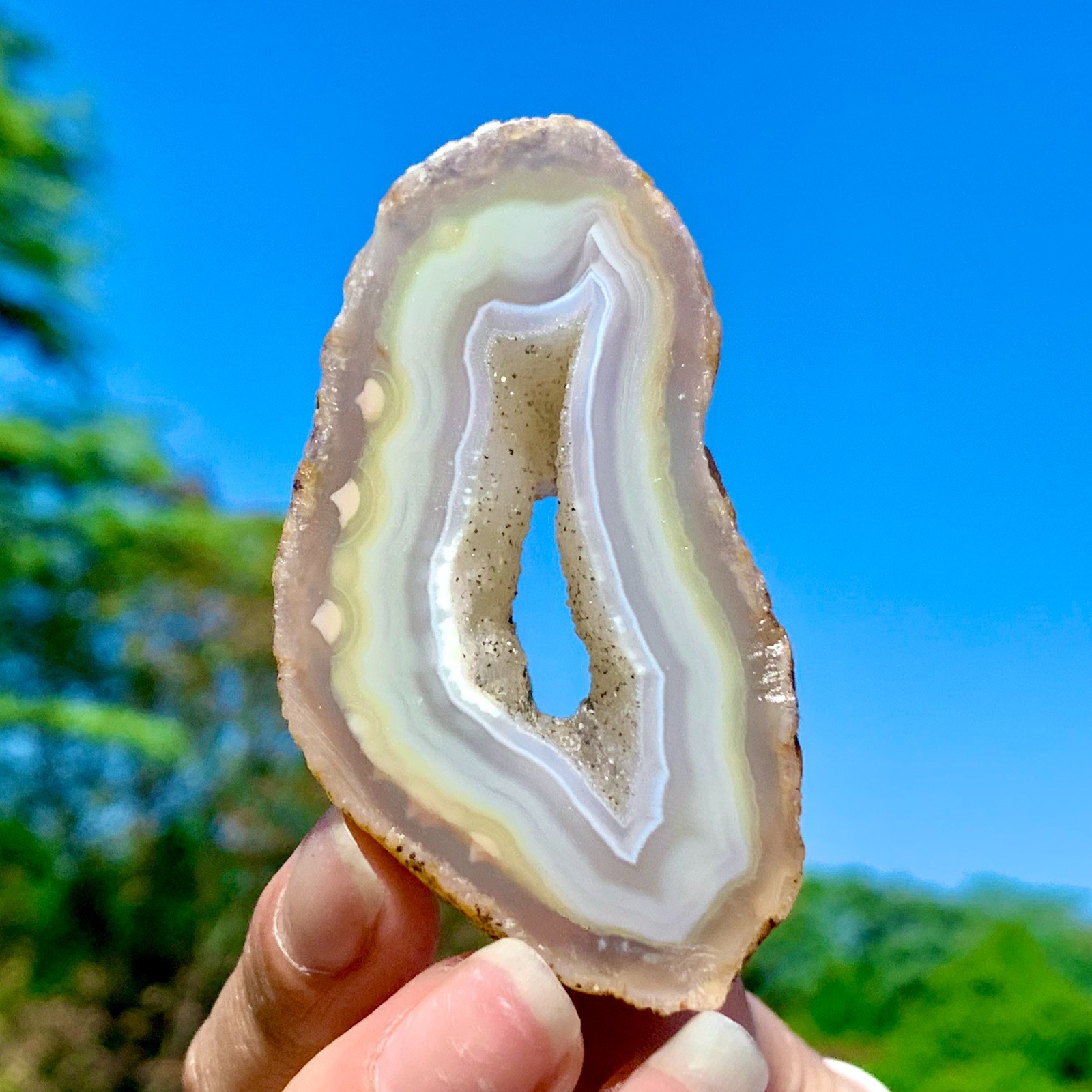 52G AAA Grade Natural Beautiful Yellow Agate Geode Druzy Slice Extra Large Gem