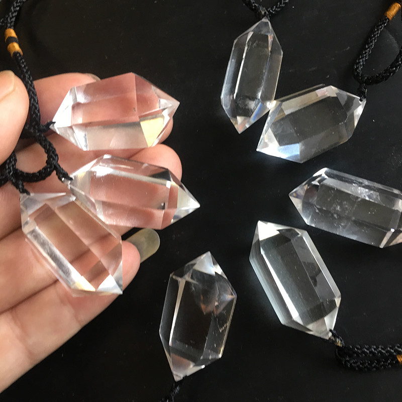 Natural Clear Quartz Crystal Pendulum Pendant Necklace Chakra Healing Stone Gift