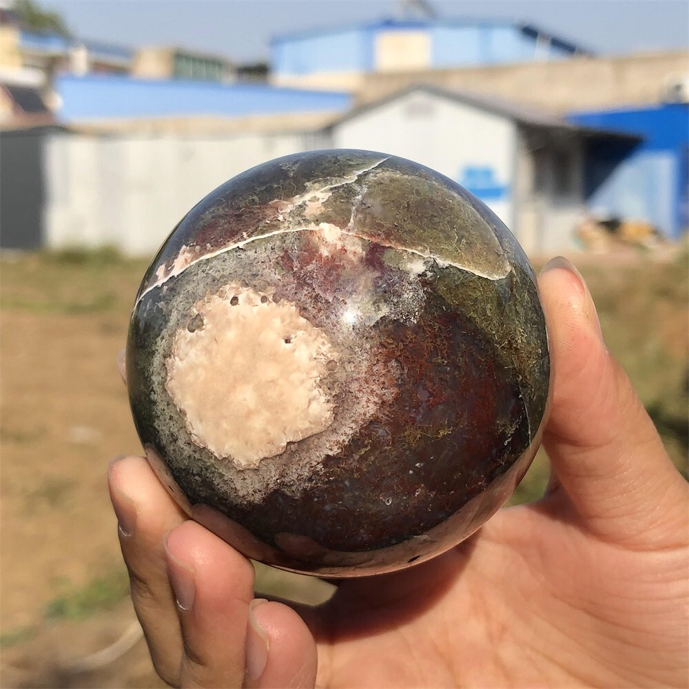 60mm Natural Ocean Jasper Ball Quartz Crystal Sphere Reiki Healing 1pc
