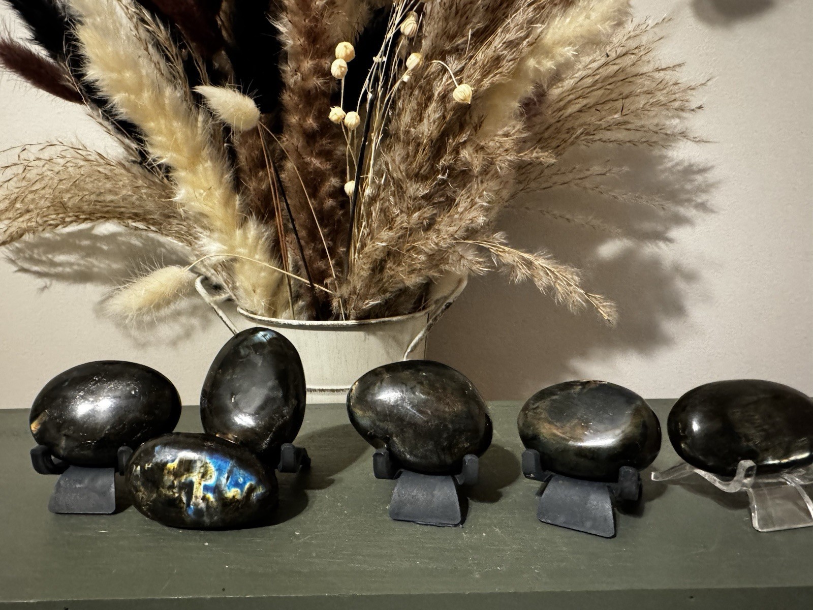 Flashy Labradorite Palm Stones Lot Of 6, All With Beautiful Flash