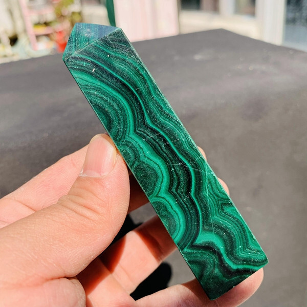 TOP! 187g Natural Malachite Quartz Crystal wand point oblisk healing