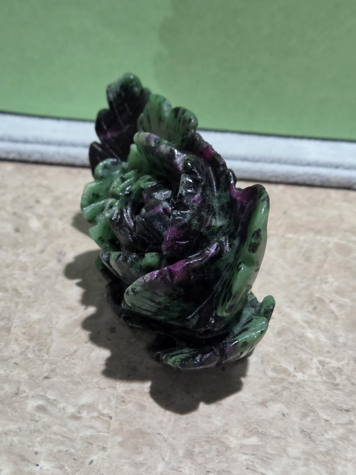 Crystal Ruby Zoisite Rose Flower Plant Carving