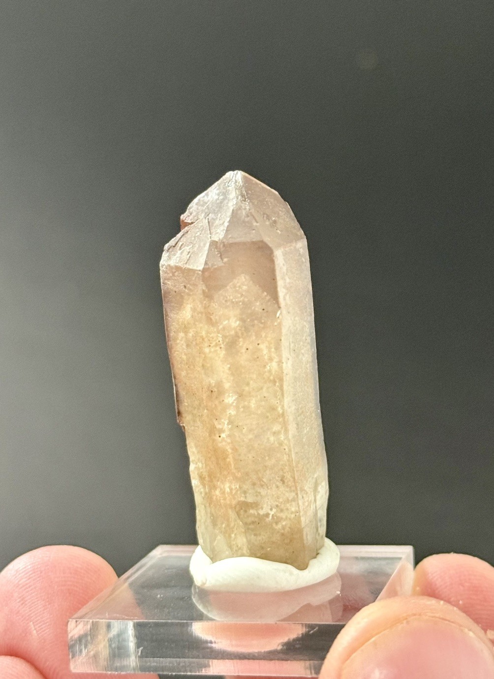 Smokey Twin Quartz Phantom Crystal w/ Chlorite Red Feather 4.1cm – 15g- ID81