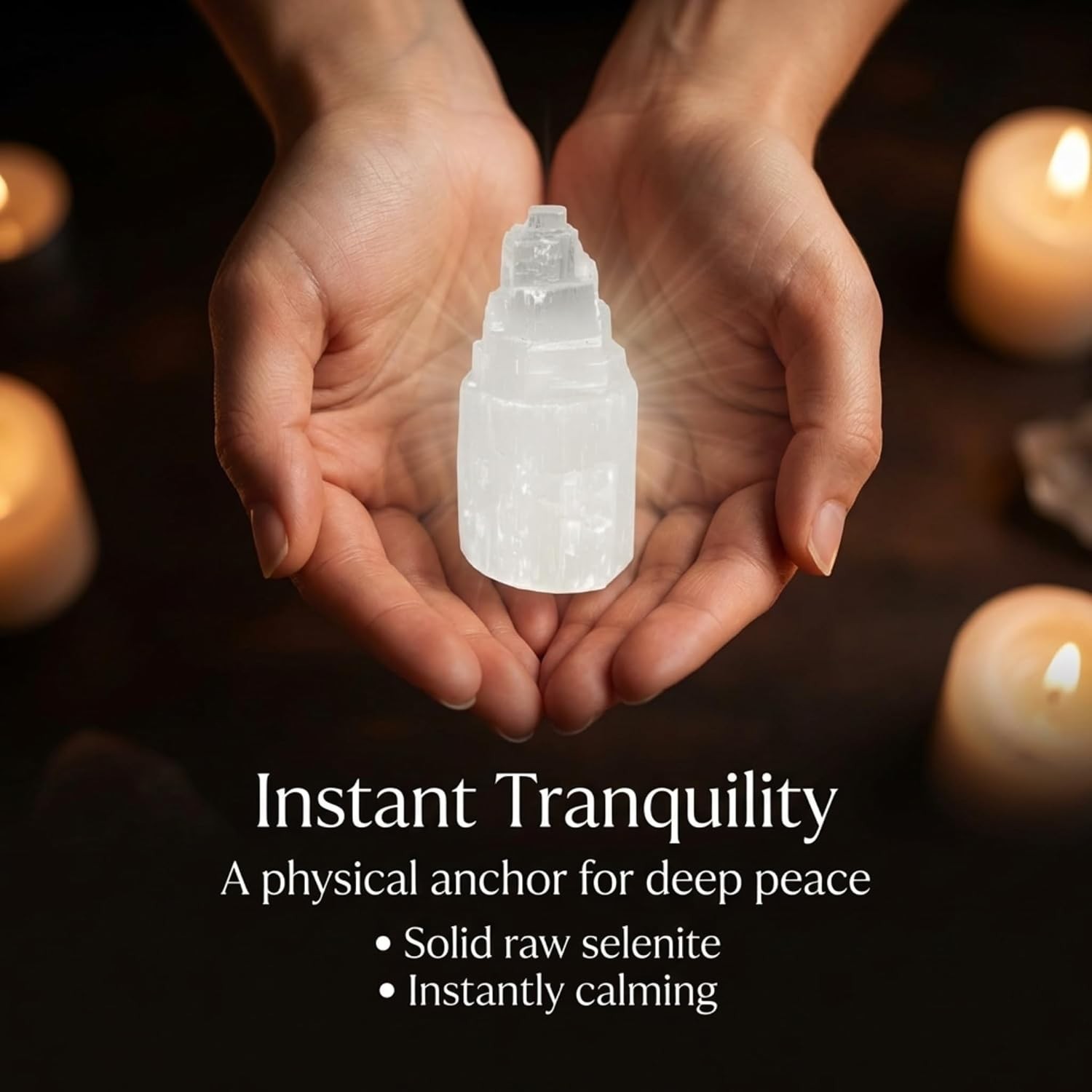 Natural 4” Solid White Selenite Skyscraper – Ideal for Reiki & Chakra Healing
