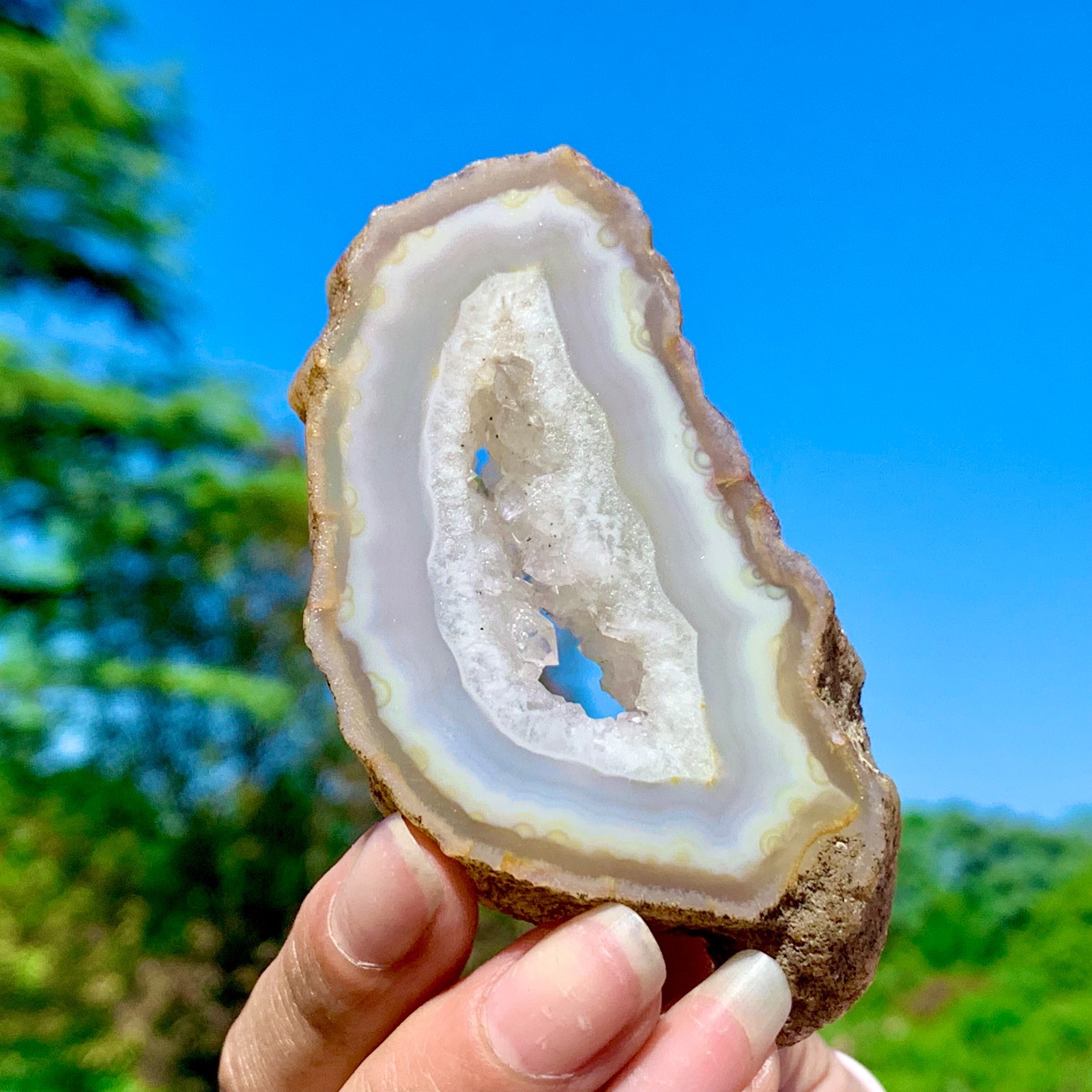 82G AAA Grade Natural Beautiful Yellow Agate Geode Druzy Slice Extra Large Gem