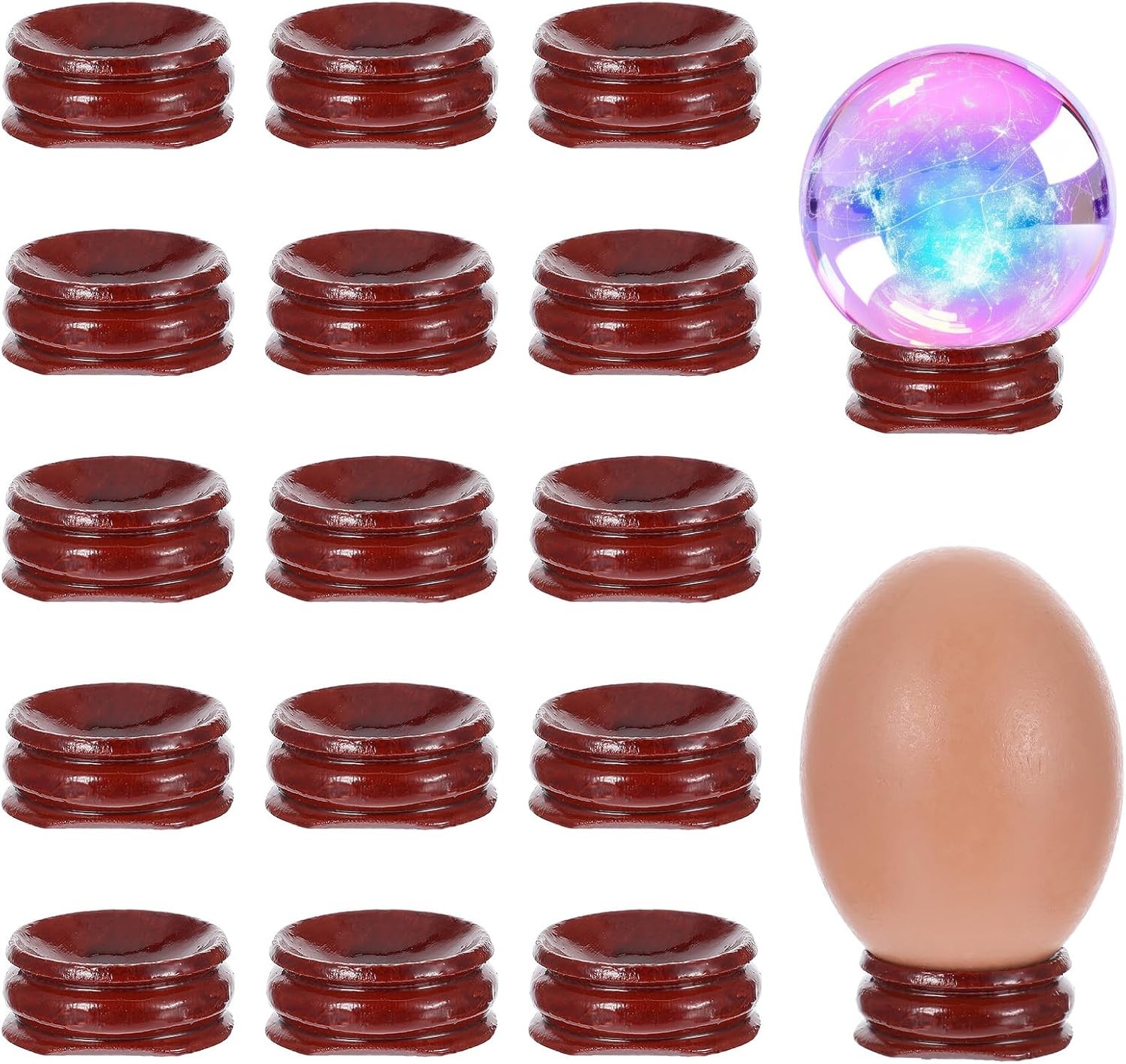 15 Pcs Sphere Stands for Display Crystal, Crystal Holder Wood Egg Ball St