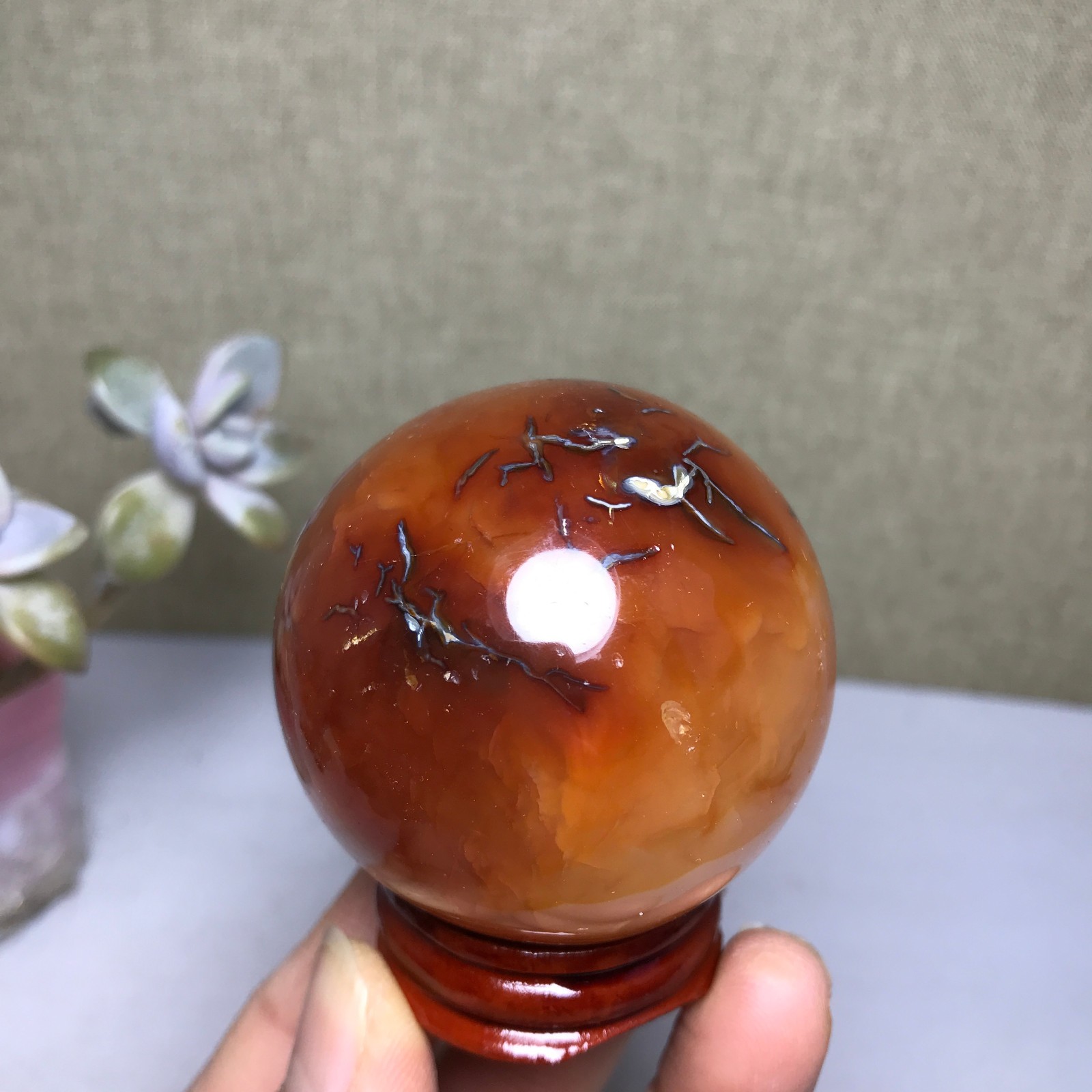 49mm Natural red agate sphere ball Crystal polish/rough specimens 173g A2976