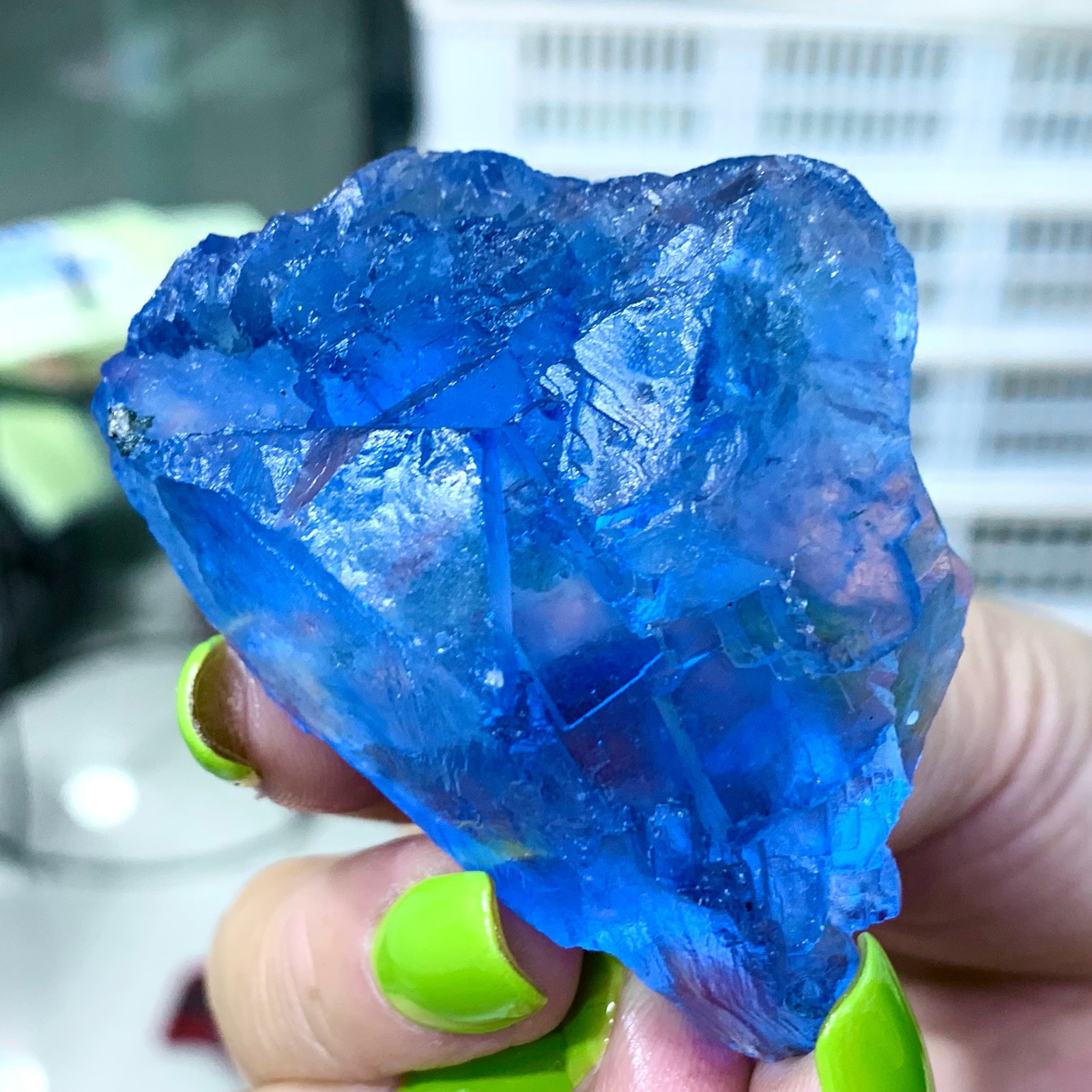 98G Rare transparent blue fluorite cubic mineral crystal sample/China