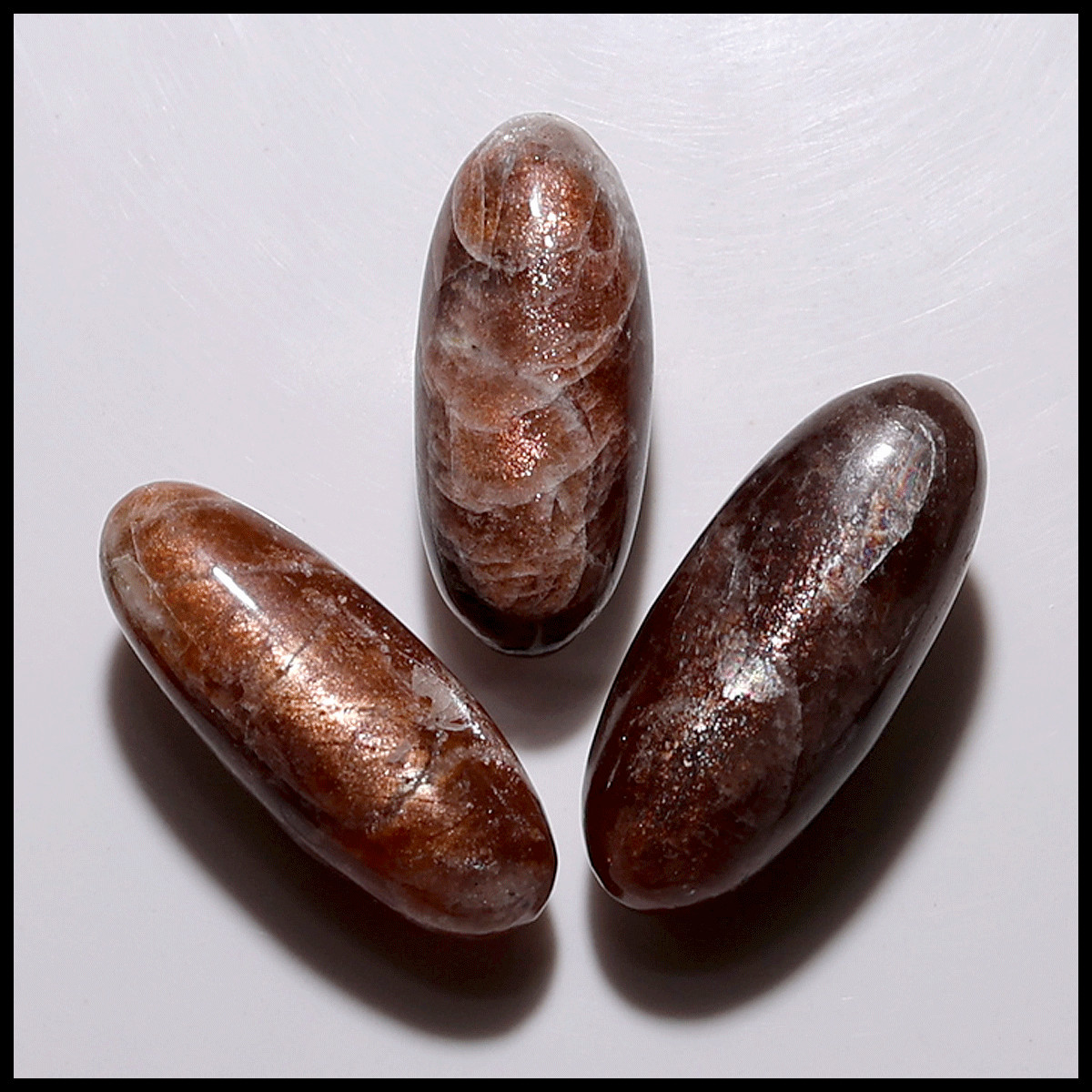 Awakening Through Joy – 3 PC Rare Haze Sunstone From Tanzania Shiva Lingam Trio