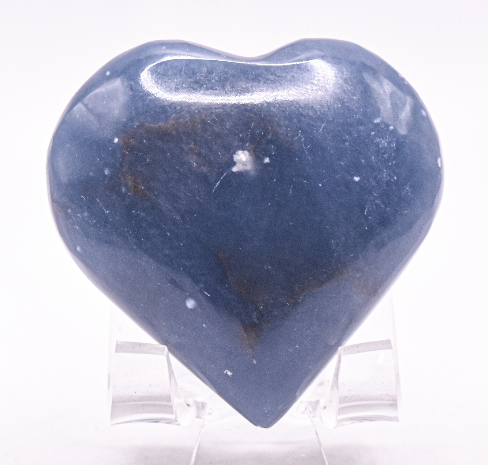 2.1″ 125g Blue Angelite Heart Polished Anhydrite Gemstone Crystal Mineral – Peru