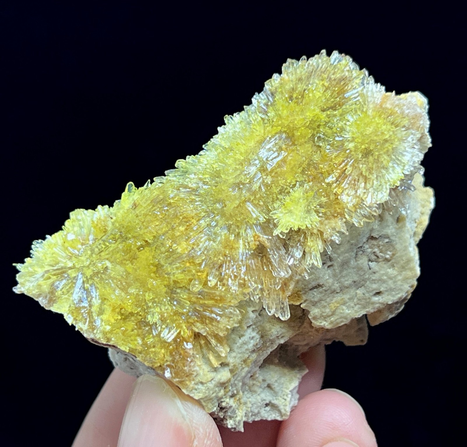 50mm Carlhintzeite & Creedite flower on matrix, PHOSPHORESCENT & FLUORESCENT