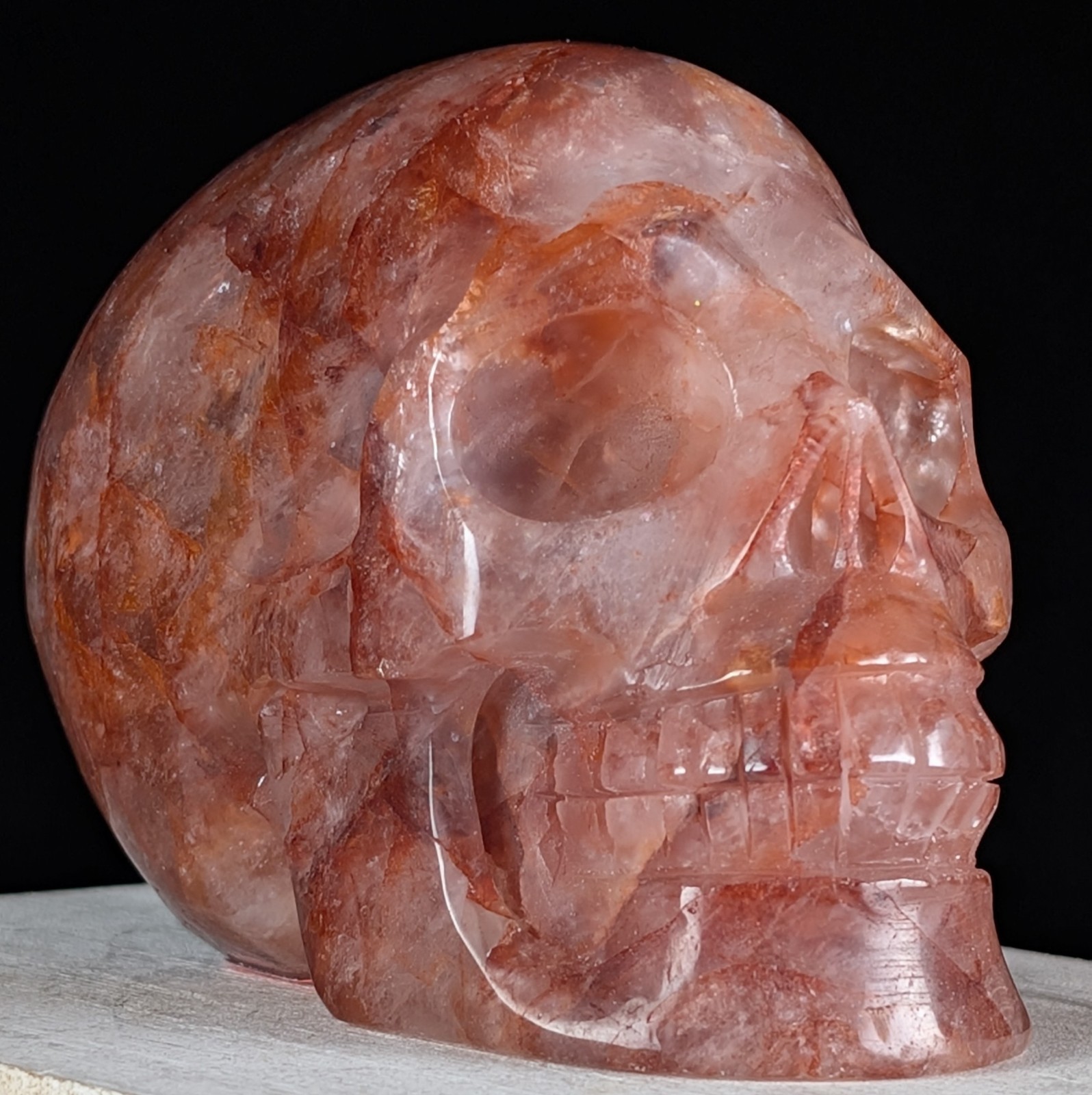 Red Fire Quartz Skull Carving Crystal Gemstone Large Big Chakra Reiki