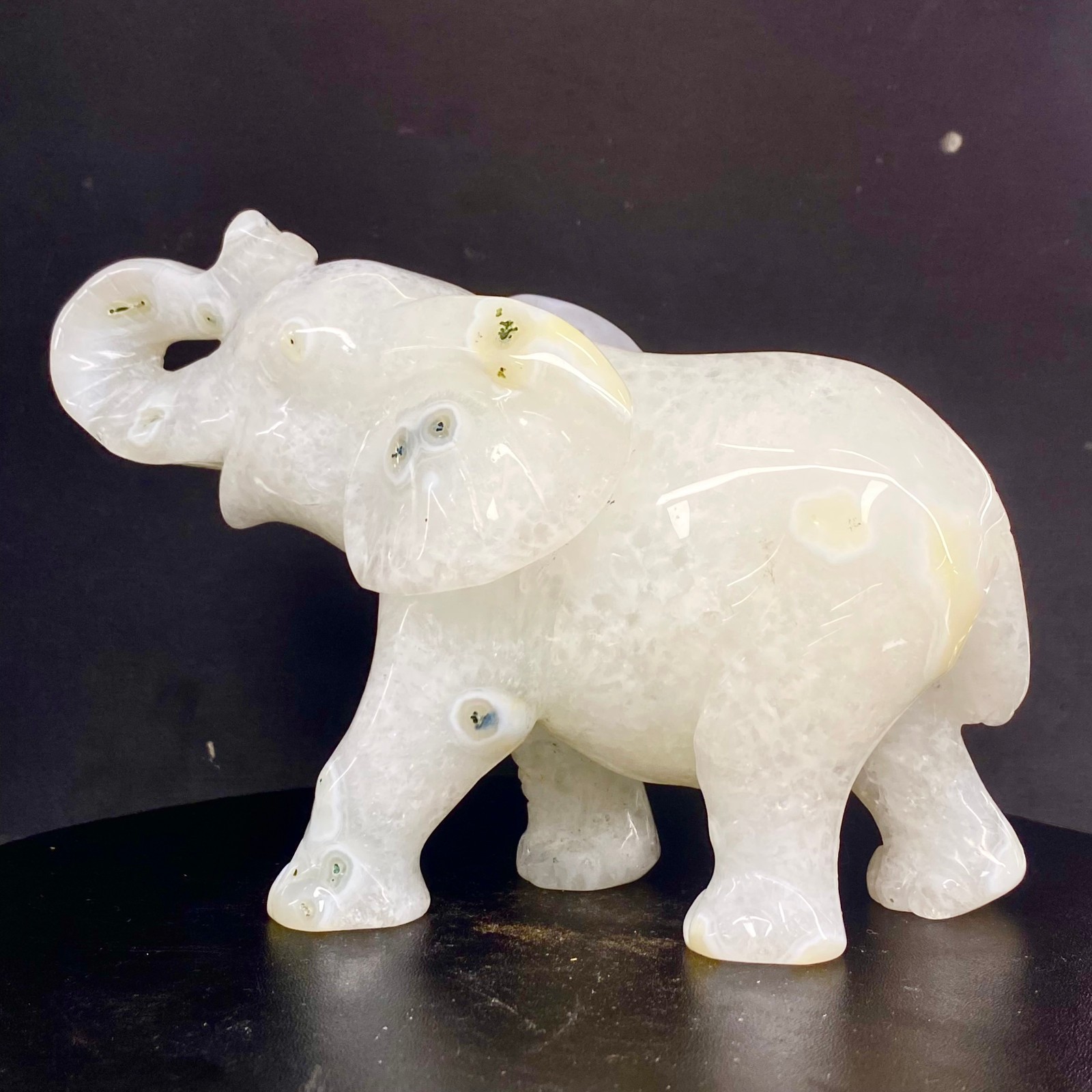 2.2LB Natural agate carved crystal elephant realistic crystal therapy