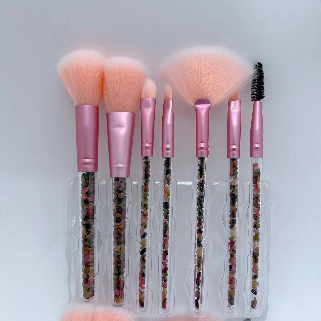 7pc Crystal Crystal Makeup Brush Set Healing Mix Chips Crystal