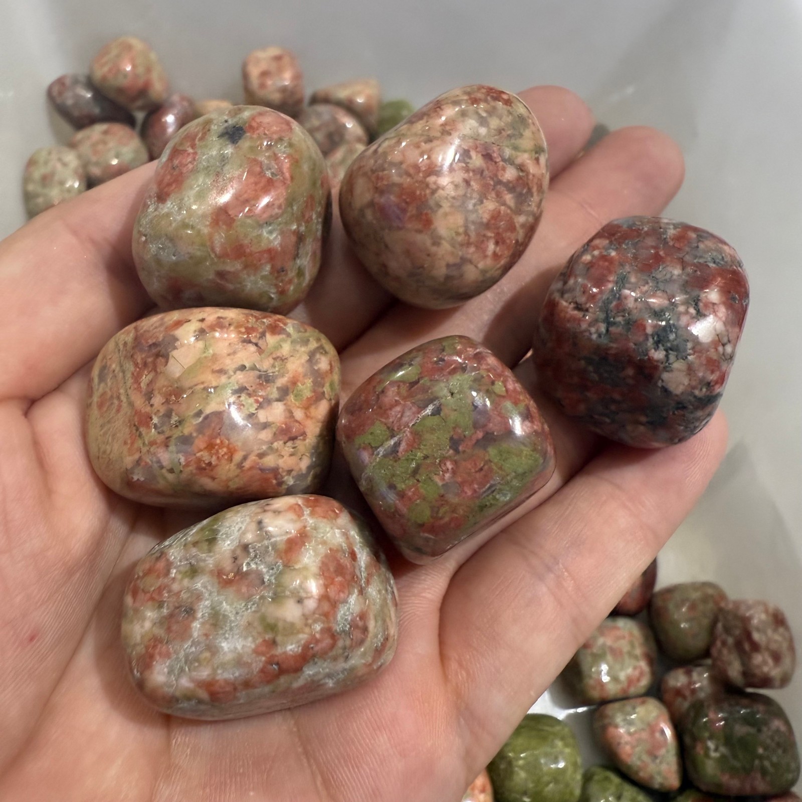100g natural Floral green stone Tumbled Stones Healing Reiki Healing