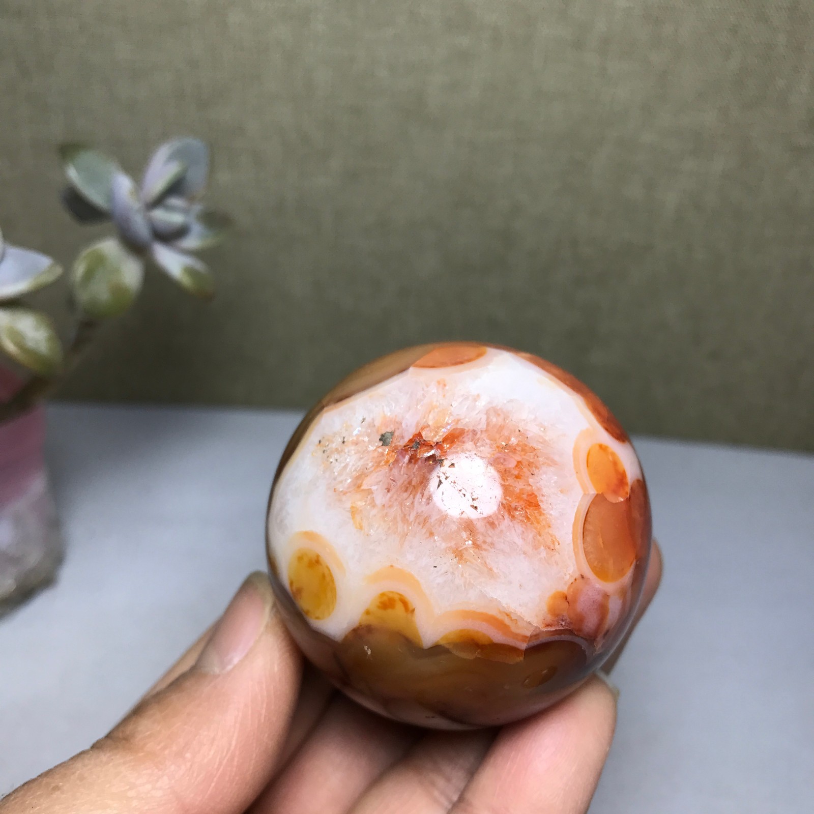 48mm Natural red agate sphere ball Crystal polish/rough specimens 160g A2975