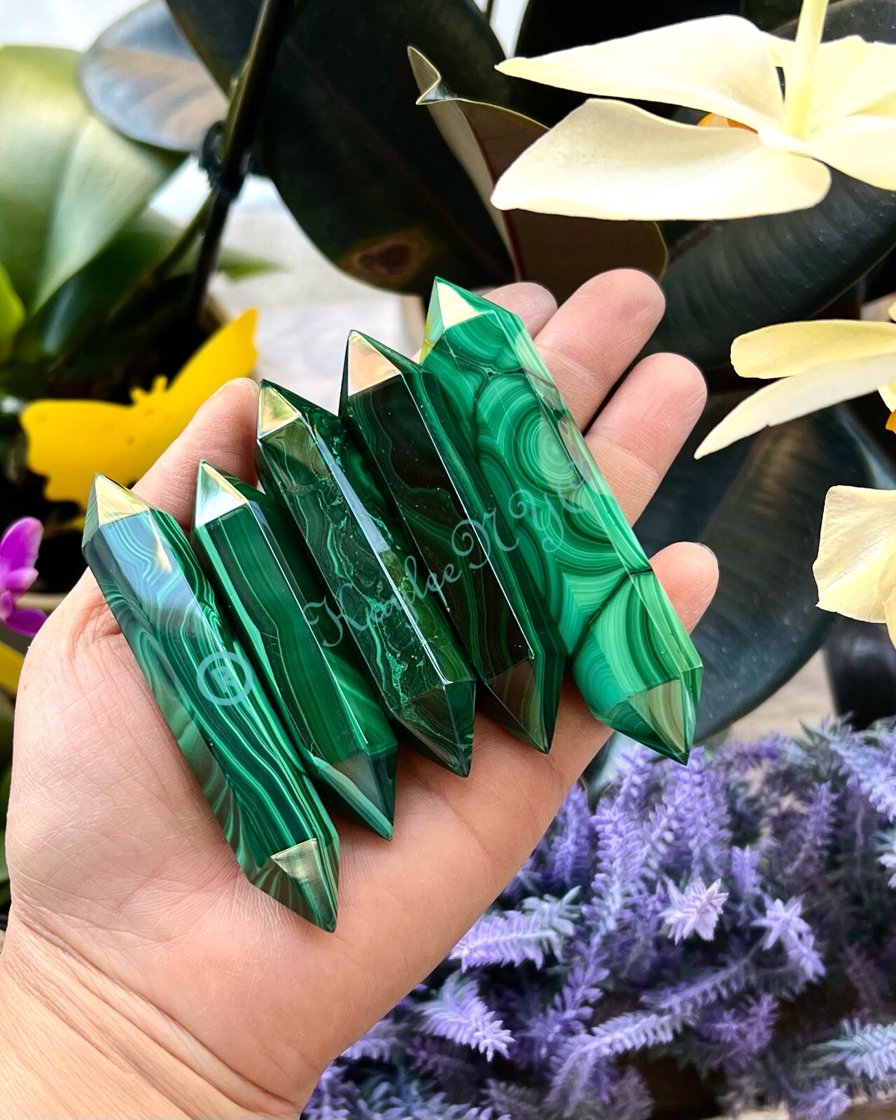 Wholesale Lot 1 Lb Natural Malachite Double Terminated Point Crystal