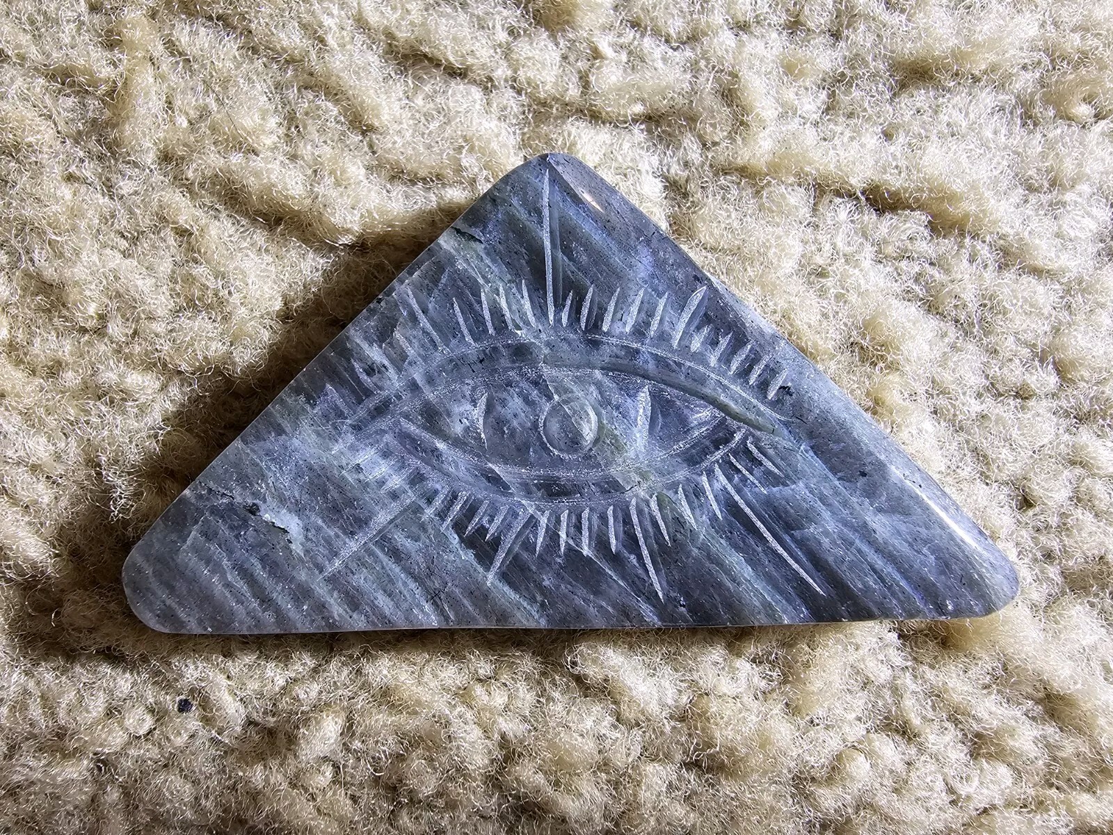 Labradorite All Seeing Evil Eye, Illuminati Carving, Crystals & Stones, Mineral