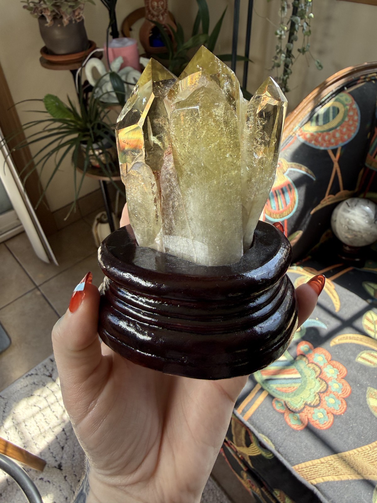 Citrine Crystal Triple Point Cluster in Wooden Stand – .99lb
