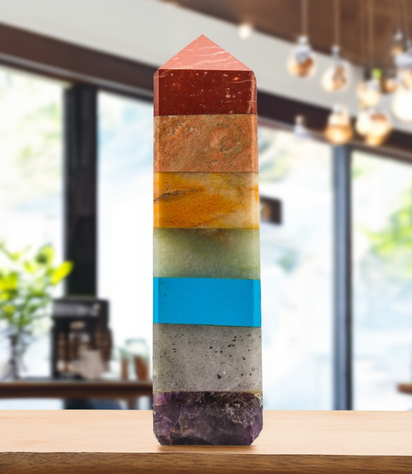 190mm Seven Chakra Meditation Healing Spirit Power Chakra Reiki Stone Tower