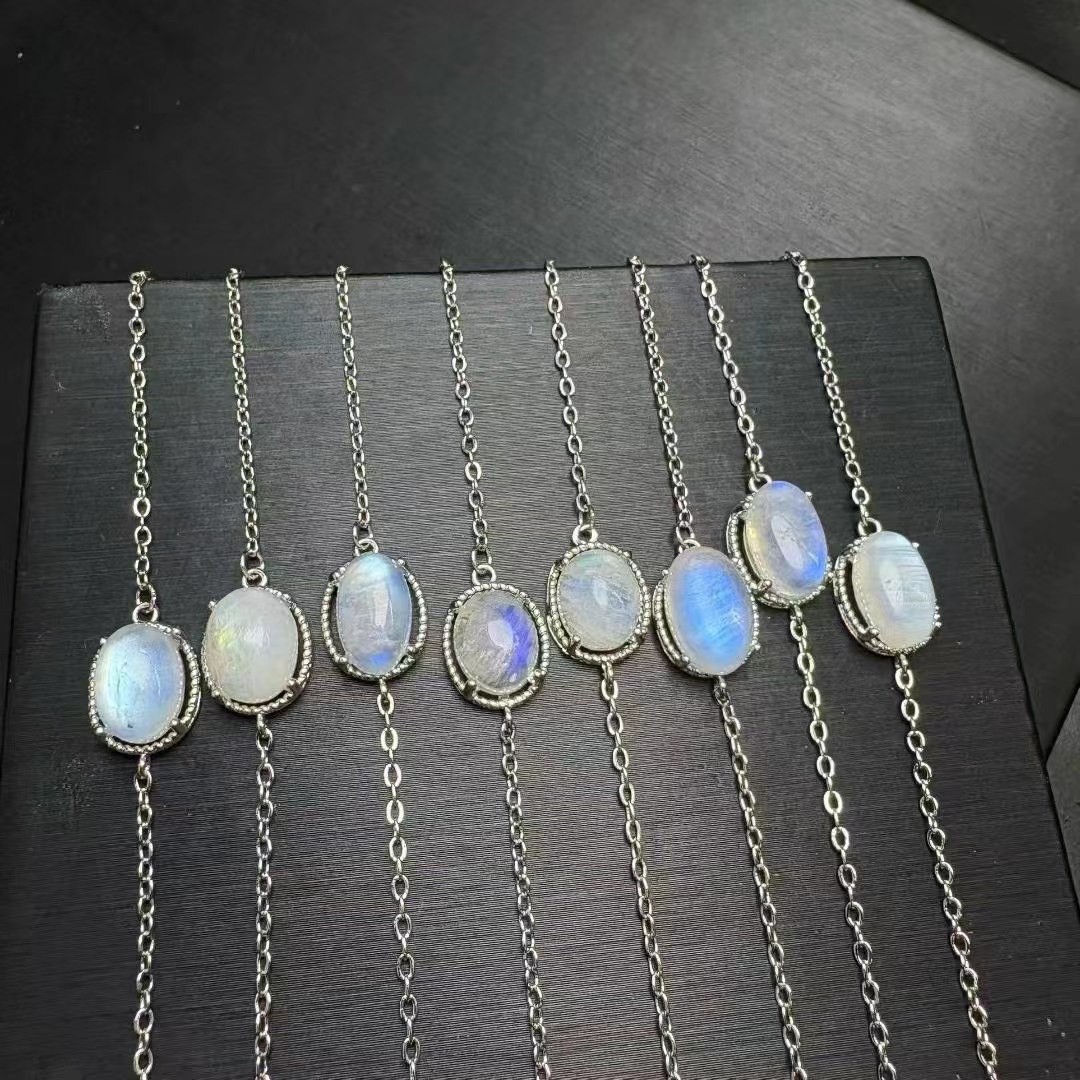 Natural Blue Moonlight Bracelet, copper bezel set