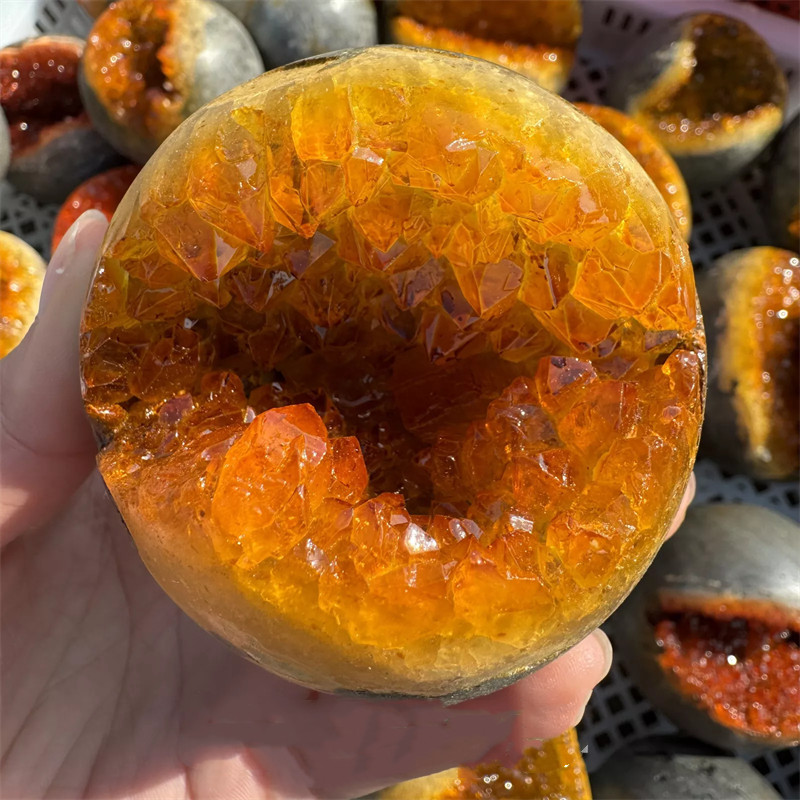 400g+Natural Citrine geode quartz cluster crystal specimen healing 1PC