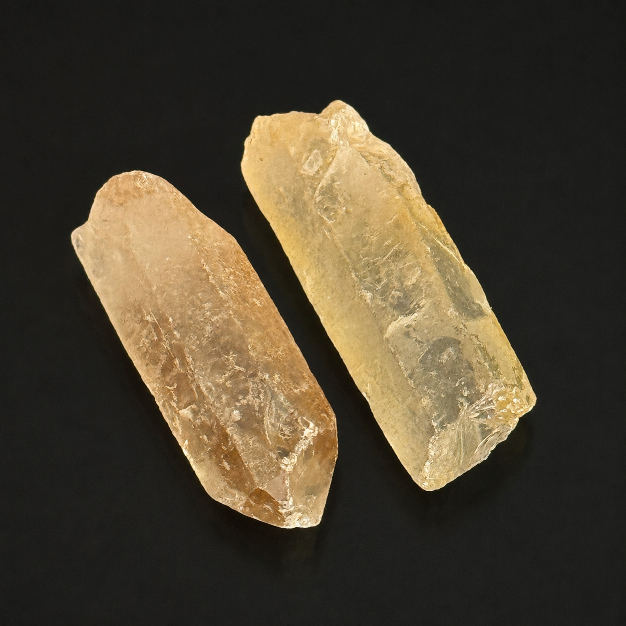 Raw Golden Quartz Crystal Points Matched Pair Natural Iron Inclusions 1.1oz