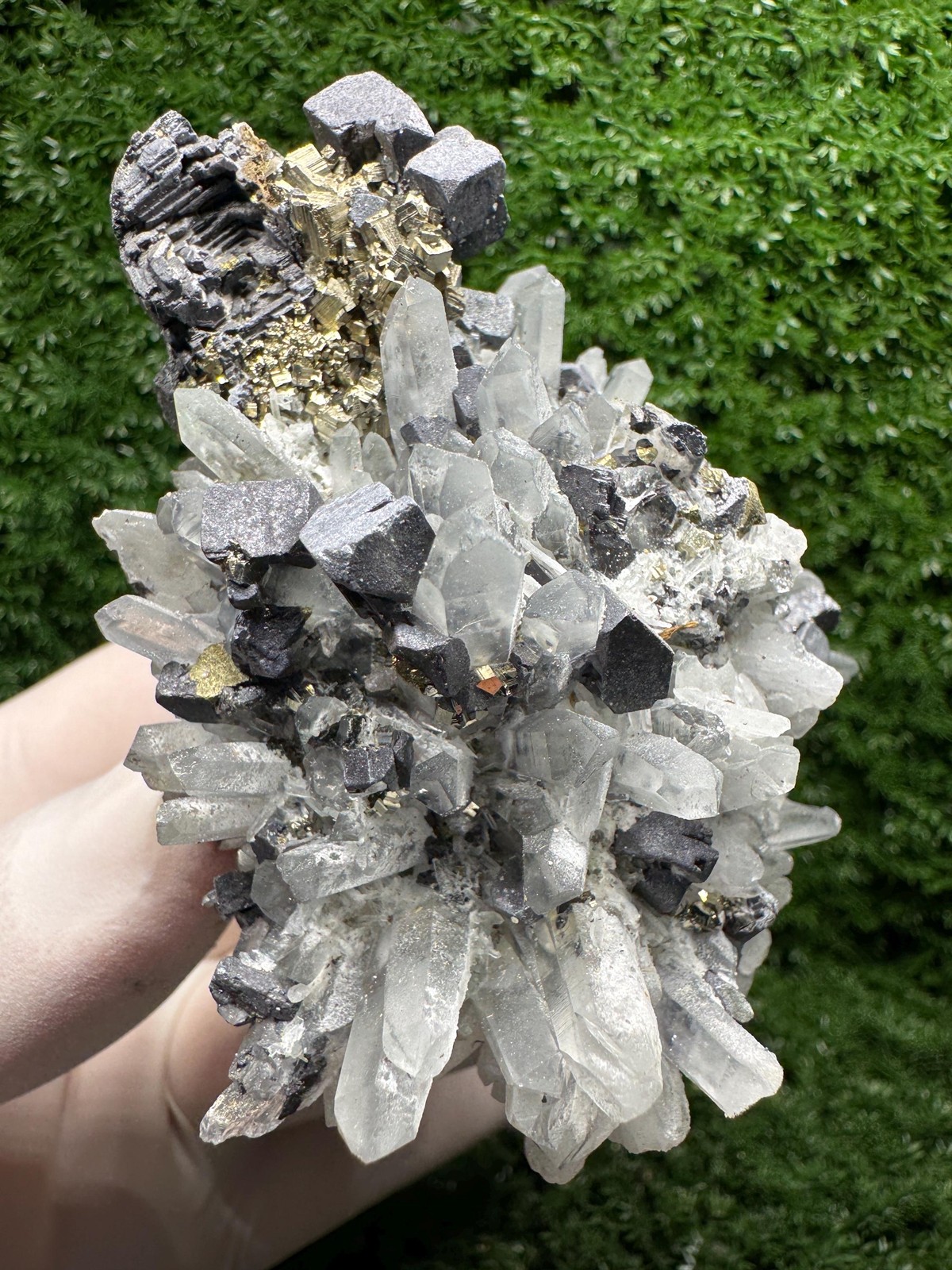 SHINY Cluster of Pyrite, Galena & Quartz from the MINES! / F631