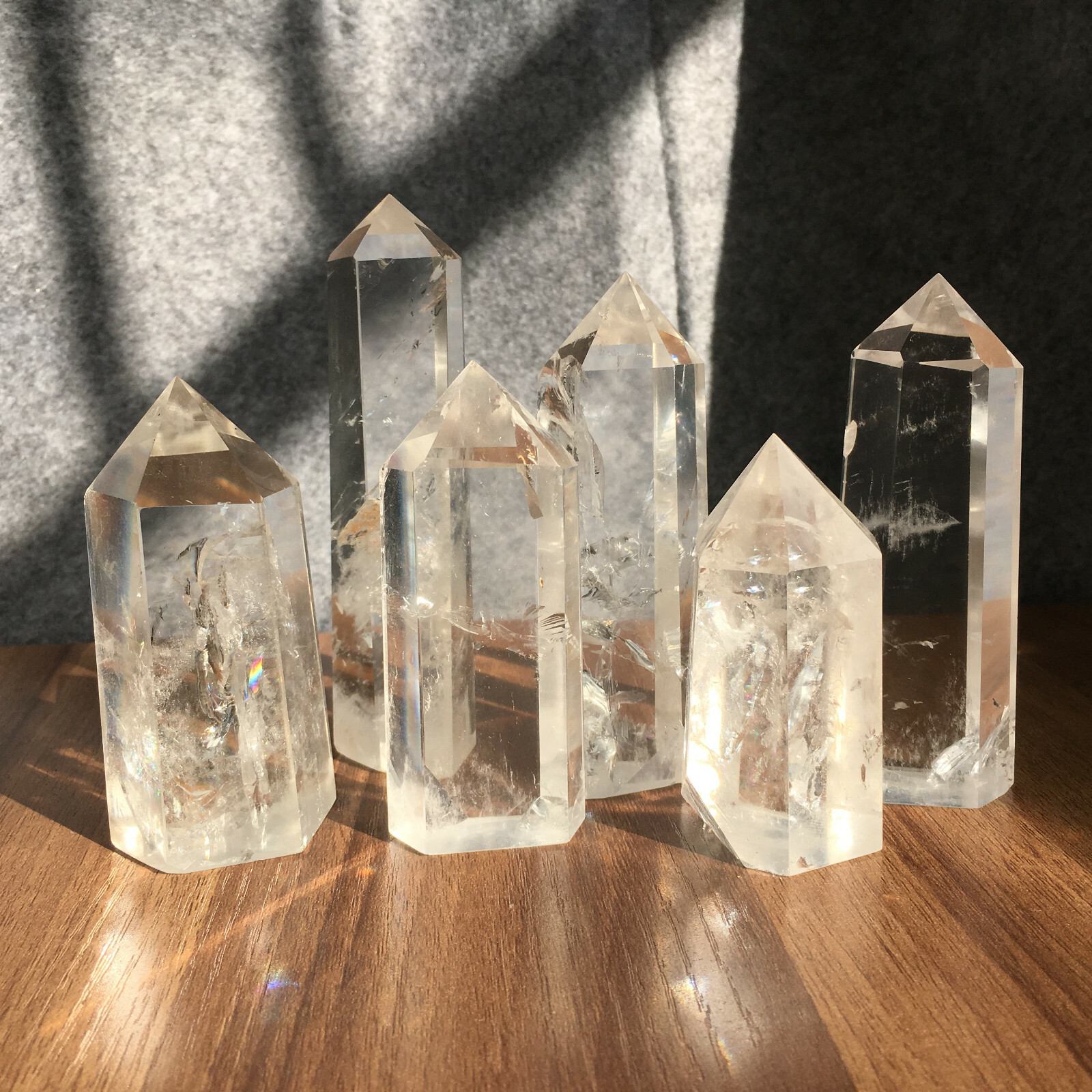 6PCS Natural clear quartz obelisk crystal wand point healing random 45-85mm